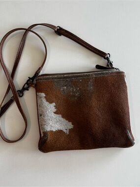 Hair-On-Hide Brown & White Crossbody Bag
